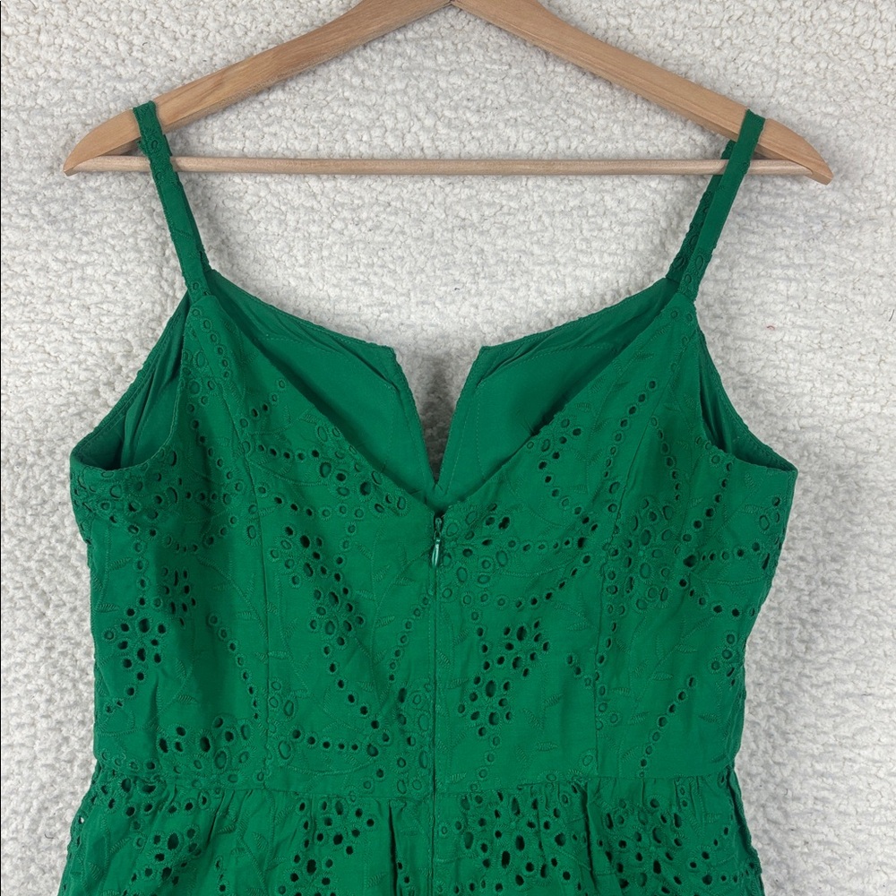 NWOT Guess Womens Green Cotton Eyelet Ruffled Asymmetric Hem Midi Dress Size 4 - Picture 9 of 14